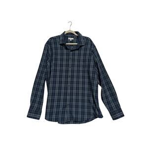 Peter Millar Flannel Shirt Men's XL Blue Green Plaid Long Sleeve